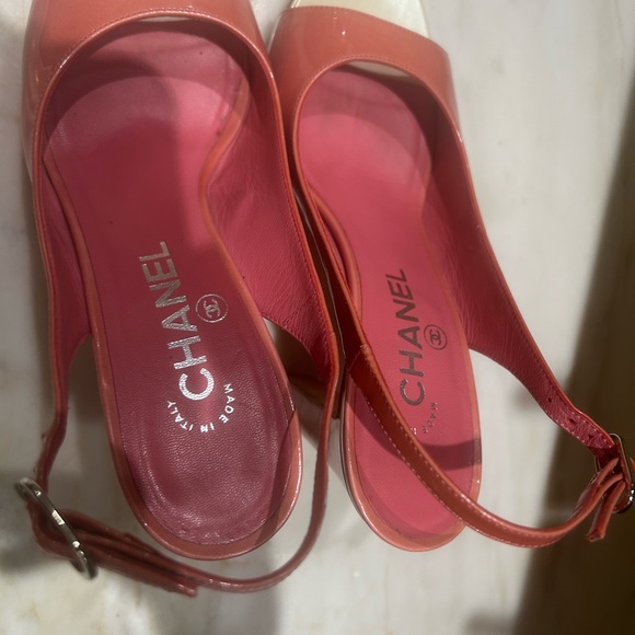 Chanel Women's Pink Peep Toe Slingback Heels - Picture 4 of 5
